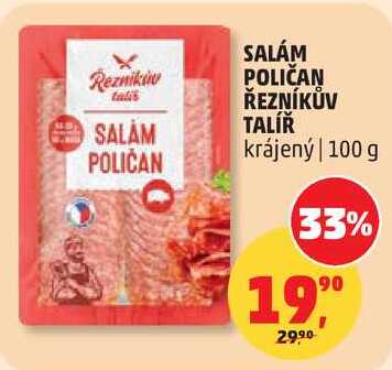 SALÁM POLIČAN ŘEZNÍKŮV TALÍŘ krájený, 100 g 