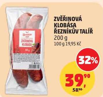 ZVĚŘINOVÁ KLOBÁSA ŘEZNÍKŮV TALÍŘ, 200 g