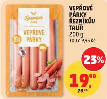 VEPŘOVÉ PÁRKY ŘEZNÍKŮV TALÍŘ, 200 g   