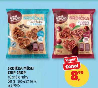 SRDÍČKA MÜSLI CRIP CROP různé druhy, 50 g 