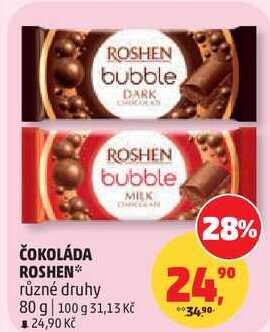 ČOKOLÁDA ROSHEN různé druhy, 80 g