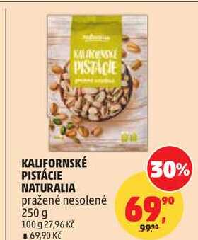 KALIFORNSKÉ PISTÁCIE NATURALIA pražené nesolené, 250 g