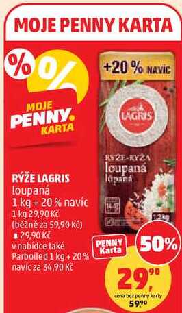 RÝŽE LAGRIS loupaná, 1 kg + 20 % navíc 