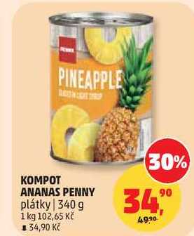 KOMPOT ANANAS PENNY plátky, 340g  