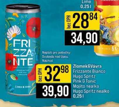 Zlomek&Vávra Hugo Spritz Pink & Tonic Mojito nealko Hugo Spritz nealko 0,25l