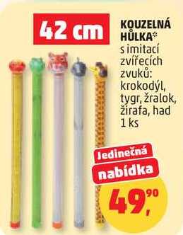 KOUZELNÁ HÜLKA s imitací zvířecích zvuků: krokodýl, tygr, žralok, žirafa, had, 1 ks 