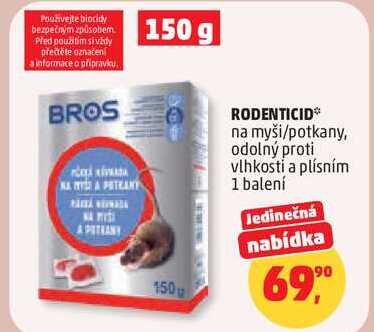 RODENTICID na myši/potkany, odolný proti vlhkosti a plísním, 1 balení 