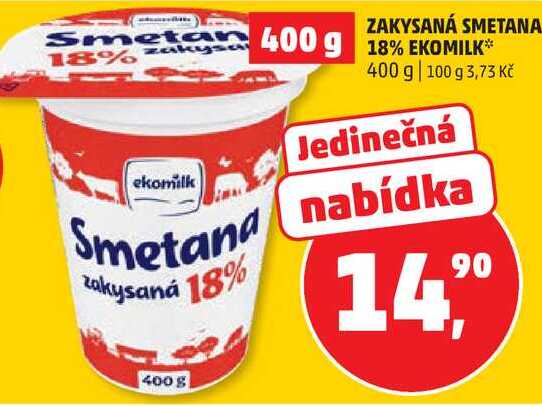 ZAKYSANÁ SMETANA 18% EKOMILK, 400 g