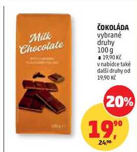 ČOKOLÁDA vybrané druhy, 100 g