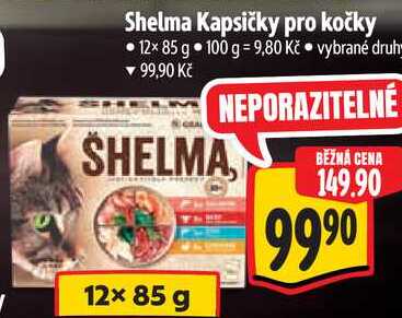 Shelma Kapsičky pro kočky, 12x 85 g