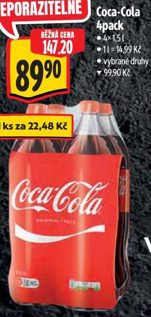 Coca-Cola 4pack, 4x 1,5 l