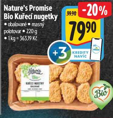 Nature's Promise Bio Kuřecí nugetky, 220 g