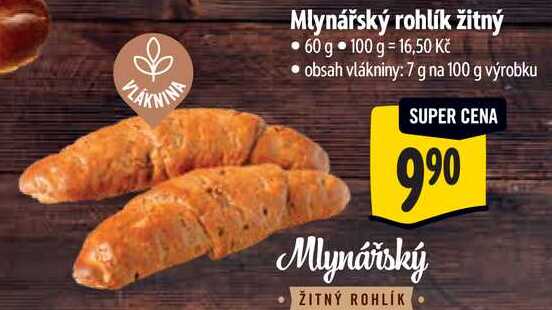 Mlynářský rohlík žitný, 60 g