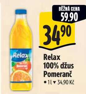 Relax 100% džus Pomeranč, 1 l