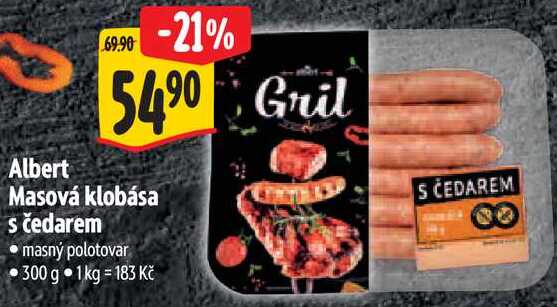 Albert Gril Masová klobása s čedarem, 300 g