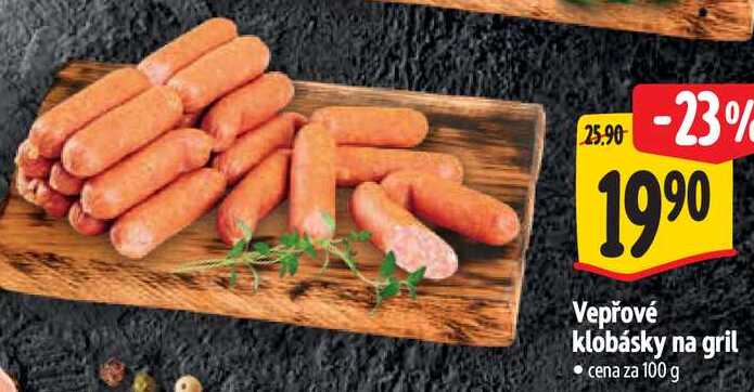 Vepřové klobásky na gril, cena za 100 g