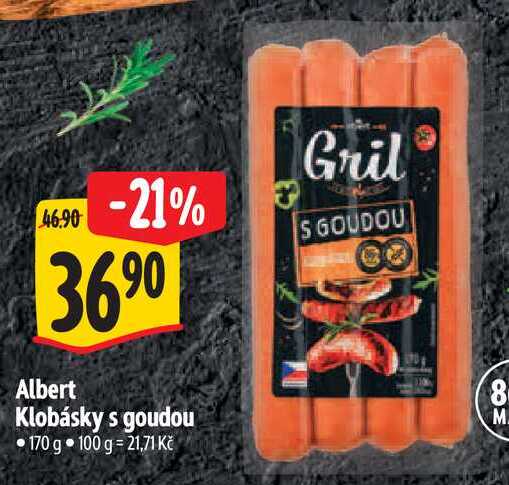 Albert Klobásky s goudou, 170 g