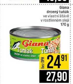 Giana drcený tuňák ve vlastní šťávě v rostlinném oleji 170 g