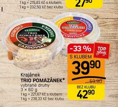 TRIO POMAZÁNEK* vybrané druhy 3 x 60 g