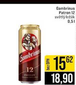 Gambrinus Patron 12 světlý ležák 0,5l v akci