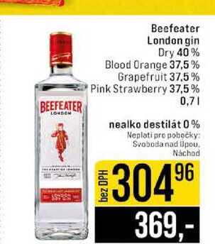 Beefeater London gin Dry 40% Blood Orange 37,5% Grapefruit 37.5% Pink Strawberry 37,5% 0,7l