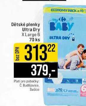 Dětské plenky Ultra Dry XLarge 6 70 ks 