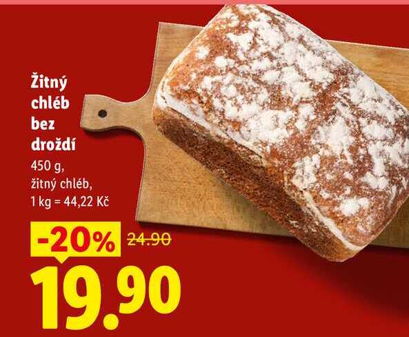 Žitný chléb bez droždí, 450 g