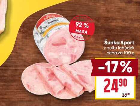 Šunka Sport z pultu lahůdek cena za 100 g 