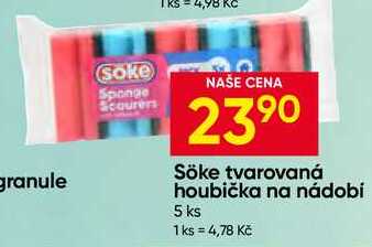 Söke tvarovaná houbička na nádobí 5 ks