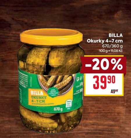 BILLA Okurky 4-7 cm 670/360 g