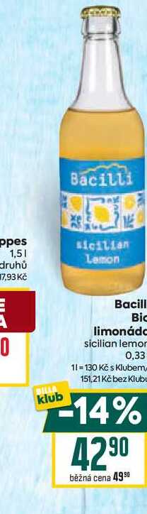 Bacilli Bio limonáda sicilian lemon 0,33l