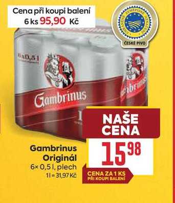 Gambrinus Originál 6x 0,51, plech 