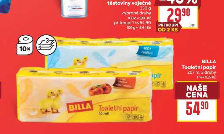 BILLA Toaletní papír 207 m