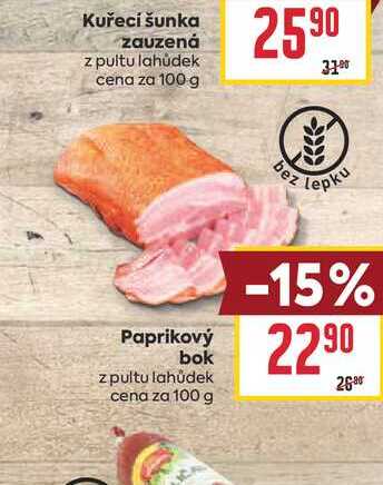 Paprikový bok z pultu lahůdek cena za 100 g