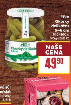Efko Okurky delikates 5-8 cm 670/360 g