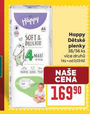 Happy Dětské plenky MAXI 38/56 ks 