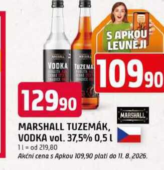 MARSHALL TUZEMÁK, VODKA vol. 37,5% 0,5l