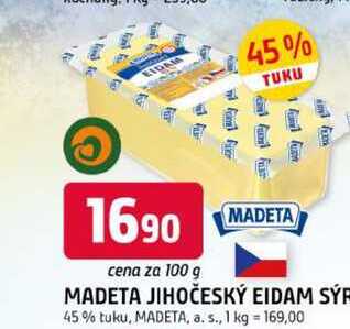 MADETA JIHOČESKÝ EIDAM SÝR 45% tuku, 100g