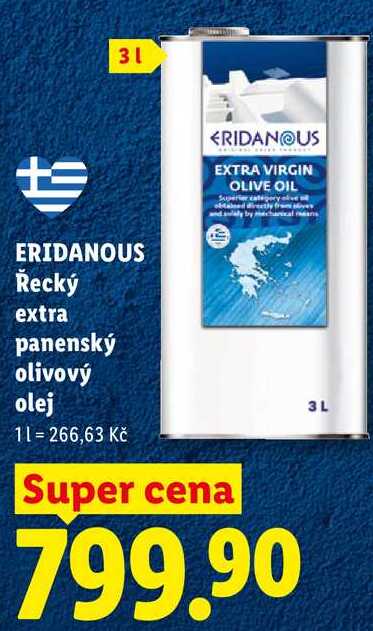ERIDANOUS Řecký extra panenský olivový olej, 3 l
