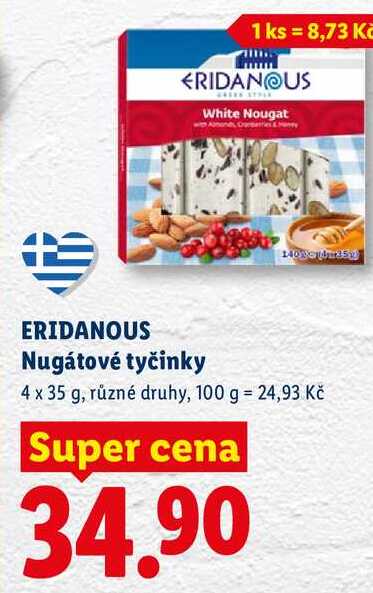 ERIDANOUS Nugátové tyčinky, 4x 35 g