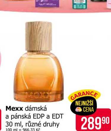 Mexx dámská a pánská EDP a EDT 30 ml, různé druhy 