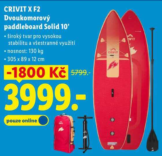 CRIVIT X F2 Dvoukomorový paddleboard Solid 10'