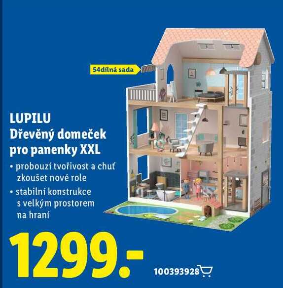 LUPILU Dřevěný domeček pro panenky XXL 