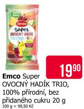 Emco Super OVOCNÝ HADÍK TRIO, 100% přírodní, bez přidaného cukru 20 g