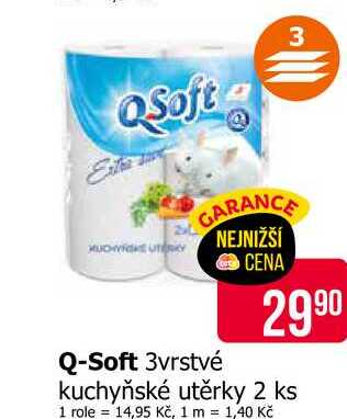 Q-Soft 3vrstvé kuchyňské utěrky 2 ks