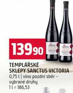 TEMPLÁŘSKÉ SKLEPY SANCTUS VICTORIA 0,75l vino pozdní sběr vybrané druhy