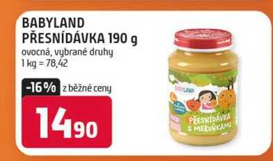 BABYLAND PŘESNÍDÁVKA 190 g ovocná, vybrané druhy 