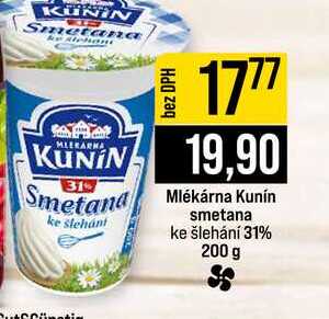 Mlékárna Kunín smetana ke šlehání 31% 200 g