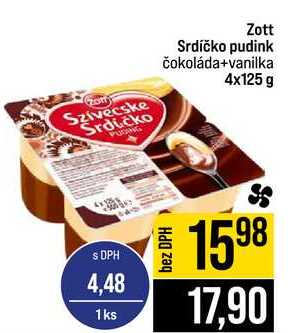 Zott Srdíčko pudink čokoláda+vanilka 4x125 g