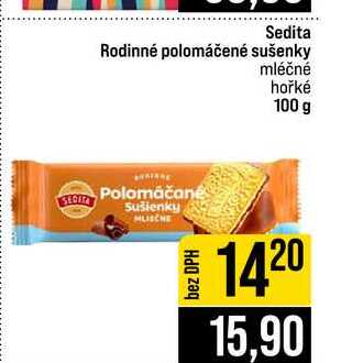 Sedita Rodinné polomáčené sušenky mléčné hořké 100 g 